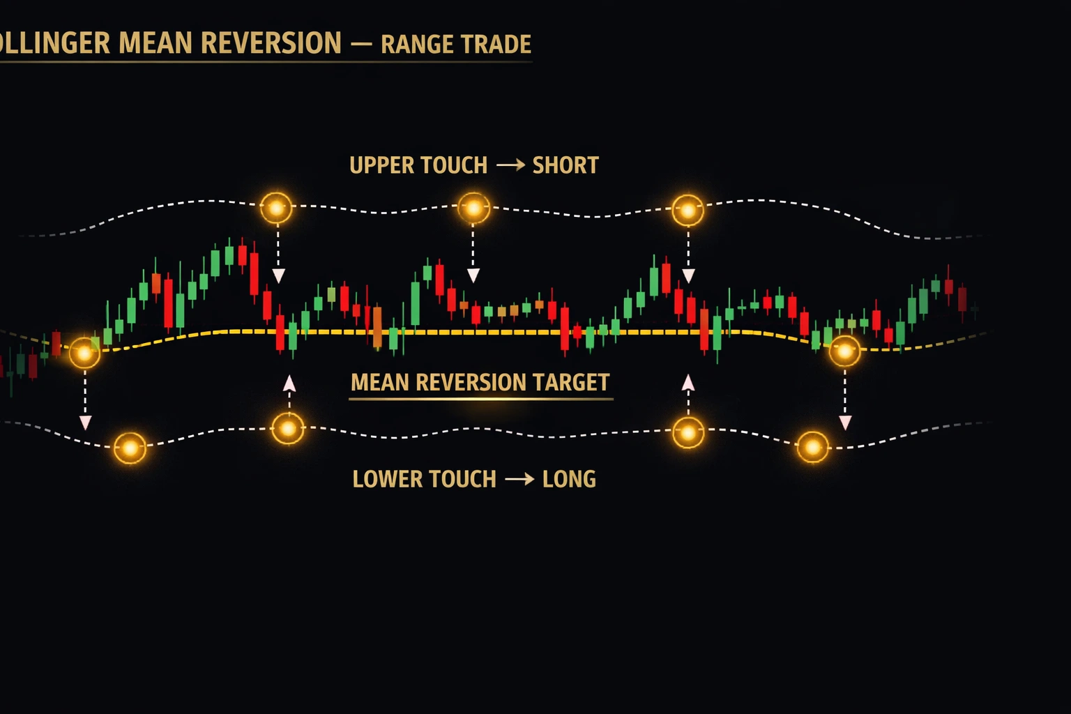 Bollinger Band mean reversion in ranging market — buying lower band and selling upper band