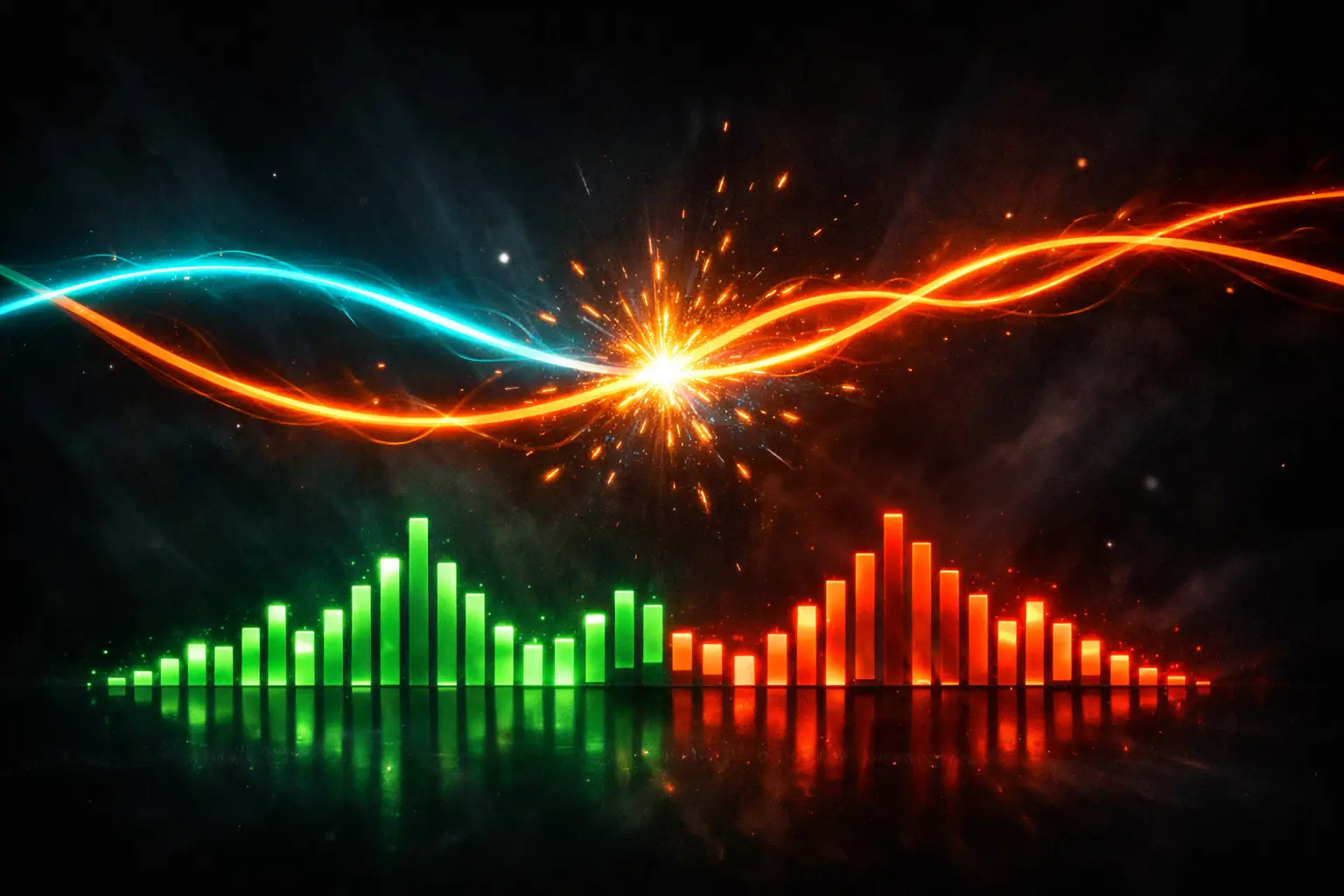 MACD momentum indicator with signal line crossover and histogram for crypto trading