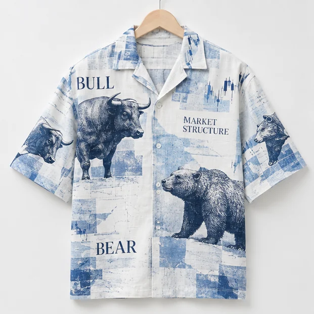 Bull and Bear Editorial printed short-sleeve button-up shirt, front concept