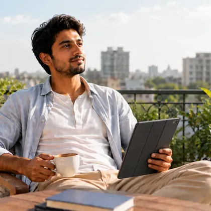 Swing trader on a terrace