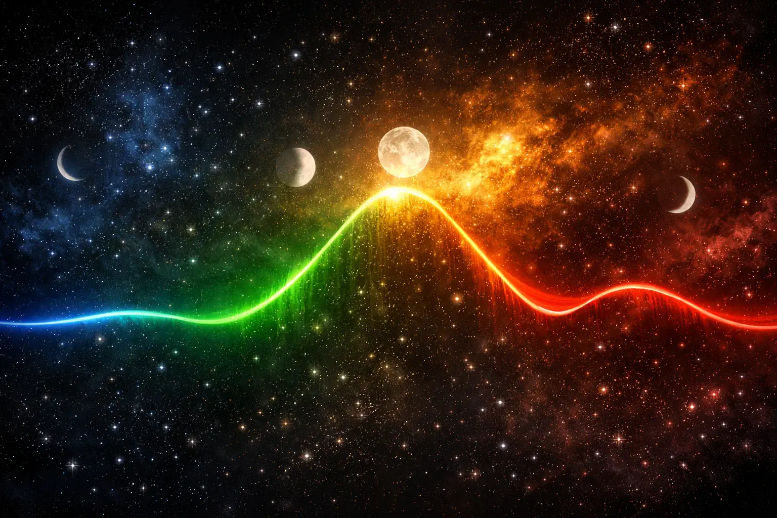 Golden cyclical wave showing accumulation markup distribution and markdown phases — crypto market cycles complete guide